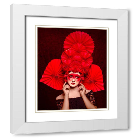 Chinese Red Art White Modern Wood Framed Art Print with Double Matting by Mukherjee, Debarghya