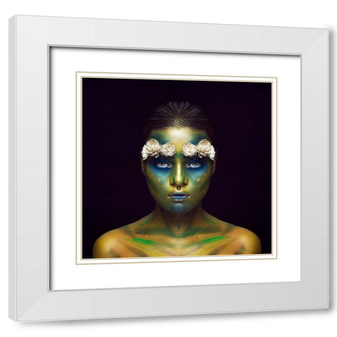 Dark Girl White Modern Wood Framed Art Print with Double Matting by Mukherjee, Debarghya