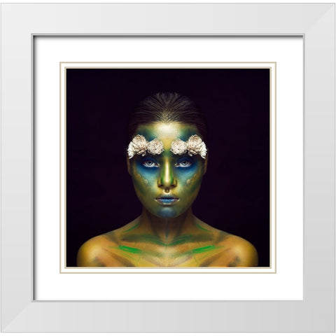 Dark Girl White Modern Wood Framed Art Print with Double Matting by Mukherjee, Debarghya