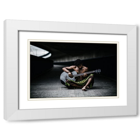 Bass White Modern Wood Framed Art Print with Double Matting by Camlilar, Erkan