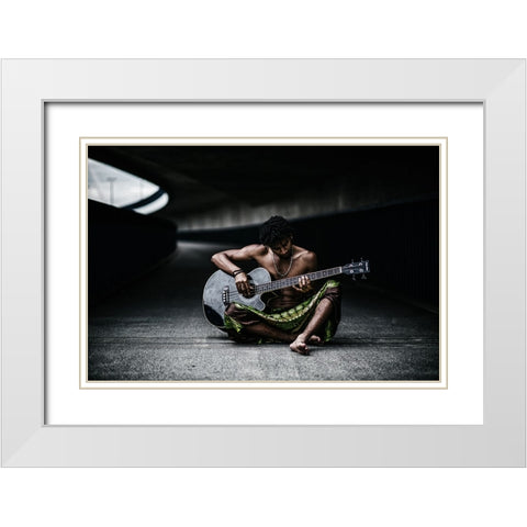 Bass White Modern Wood Framed Art Print with Double Matting by Camlilar, Erkan