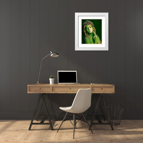 Green Witch White Modern Wood Framed Art Print with Double Matting by Mukherjee, Debarghya
