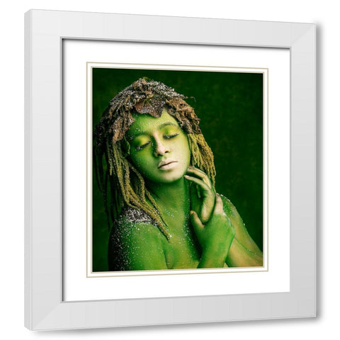 Green Witch White Modern Wood Framed Art Print with Double Matting by Mukherjee, Debarghya