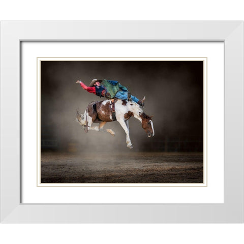 Buckjumping White Modern Wood Framed Art Print with Double Matting by Ma, Frank