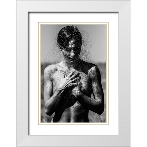 Untitled White Modern Wood Framed Art Print with Double Matting by Bousca, Bogdan