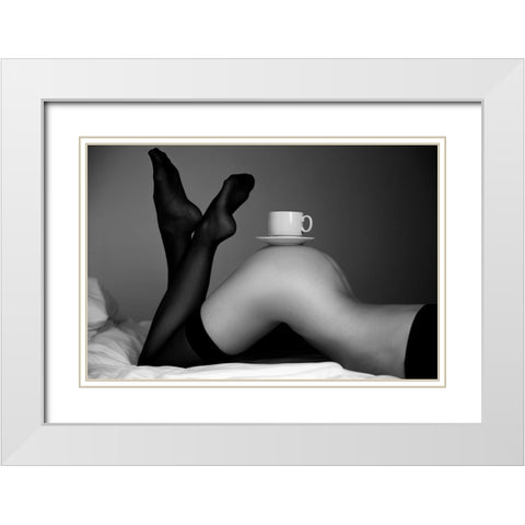 Cup White Modern Wood Framed Art Print with Double Matting by Markachev, Leonid