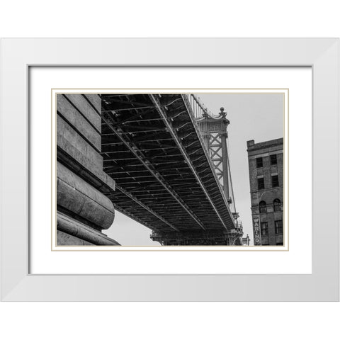 Manhattan Bridge - Brooklyn New York White Modern Wood Framed Art Print with Double Matting by Ekstrand, Rikard