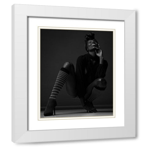 Happy Erika White Modern Wood Framed Art Print with Double Matting by Diaz, Anderson