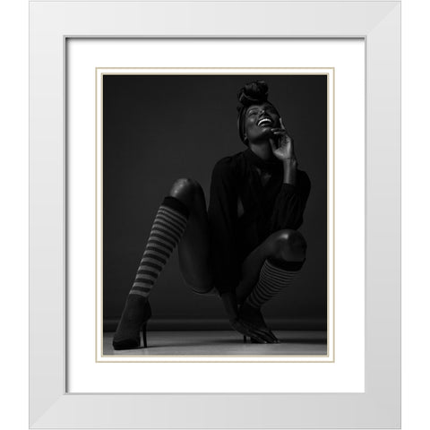 Happy Erika White Modern Wood Framed Art Print with Double Matting by Diaz, Anderson