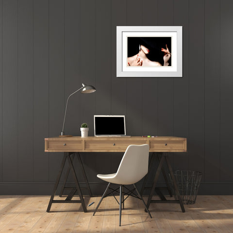 Red White Modern Wood Framed Art Print with Double Matting by Washimi, Masatoshi
