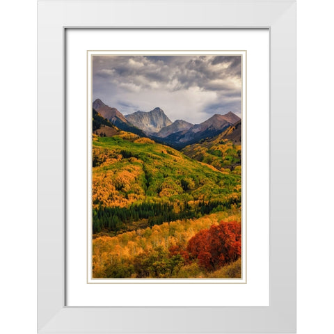 Capitol Peak White Modern Wood Framed Art Print with Double Matting by Zheng, Michael