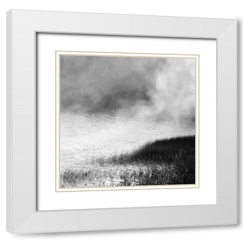 Lake In Fog 2021 White Modern Wood Framed Art Print with Double Matting by Riis, Poul-Erik