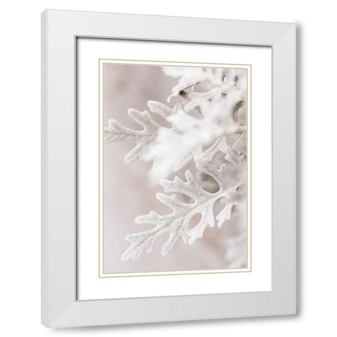 Silver Leaves No 2 White Modern Wood Framed Art Print with Double Matting by 1x Studio III