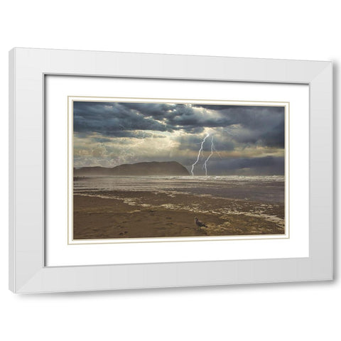 Calm And Storm White Modern Wood Framed Art Print with Double Matting by Kulkarni, Sunil