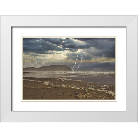 Calm And Storm White Modern Wood Framed Art Print with Double Matting by Kulkarni, Sunil