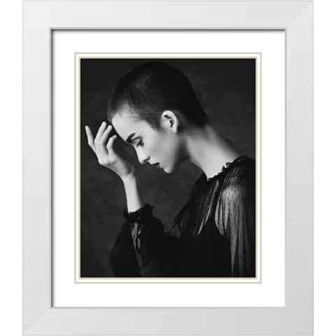 Le Penseur White Modern Wood Framed Art Print with Double Matting by Diaz, Anderson