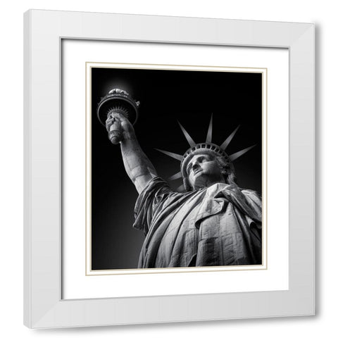 Statue Of Liberty White Modern Wood Framed Art Print with Double Matting by Garcia, Helena