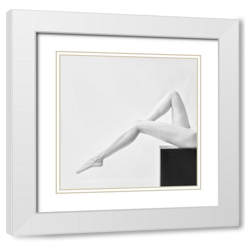 Lines White Modern Wood Framed Art Print with Double Matting by Belokonov, Boris