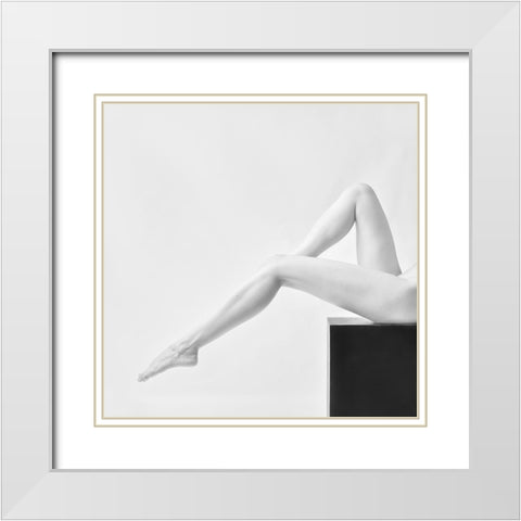 Lines White Modern Wood Framed Art Print with Double Matting by Belokonov, Boris