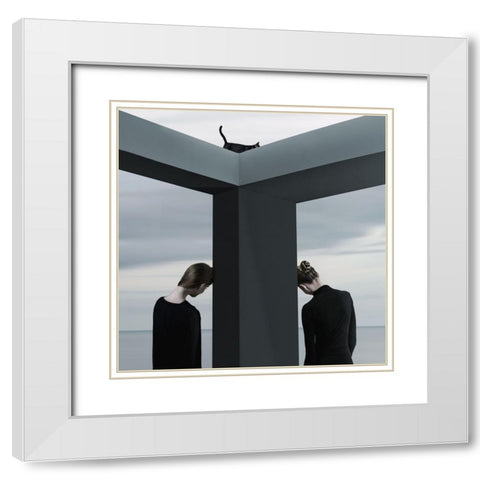 The Wall Between Us White Modern Wood Framed Art Print with Double Matting by Hardibudi