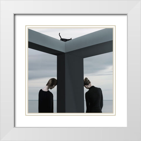 The Wall Between Us White Modern Wood Framed Art Print with Double Matting by Hardibudi
