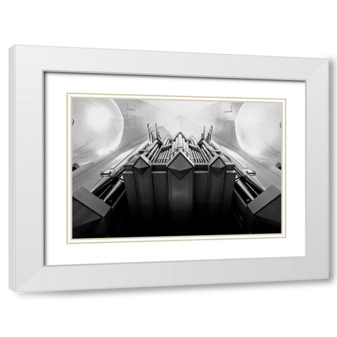 The Hallgrimskirkja Organ White Modern Wood Framed Art Print with Double Matting by Allen, Elizabeth