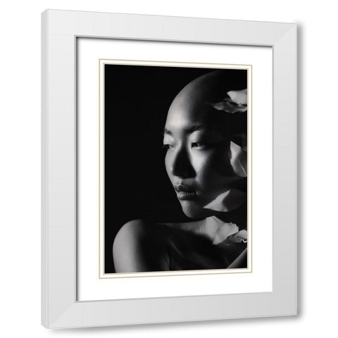 Sensuality White Modern Wood Framed Art Print with Double Matting by Levy, Sharon