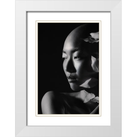 Sensuality White Modern Wood Framed Art Print with Double Matting by Levy, Sharon