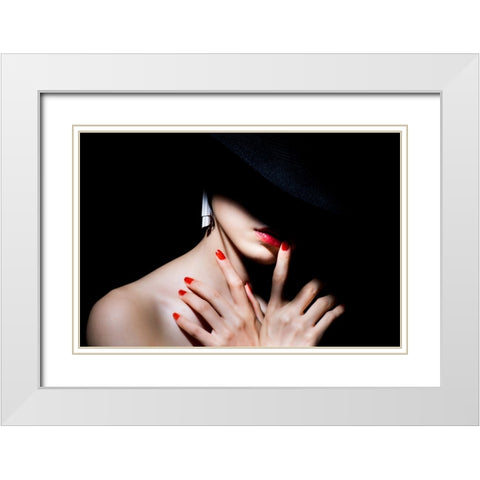 Red White Modern Wood Framed Art Print with Double Matting by Washimi, Masatoshi