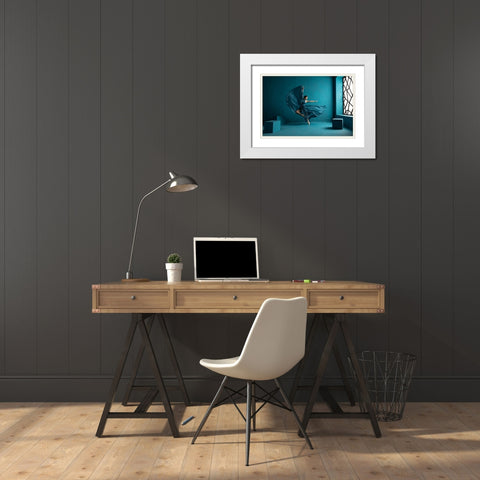 Ballerina White Modern Wood Framed Art Print with Double Matting by Suhardjo, Lisdiyanto
