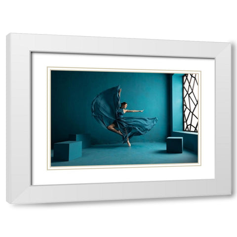 Ballerina White Modern Wood Framed Art Print with Double Matting by Suhardjo, Lisdiyanto