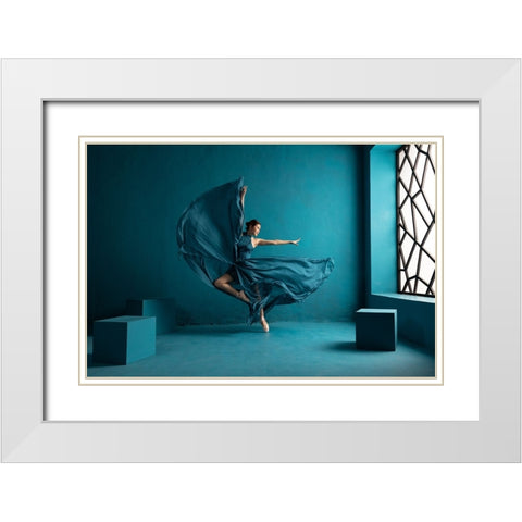 Ballerina White Modern Wood Framed Art Print with Double Matting by Suhardjo, Lisdiyanto