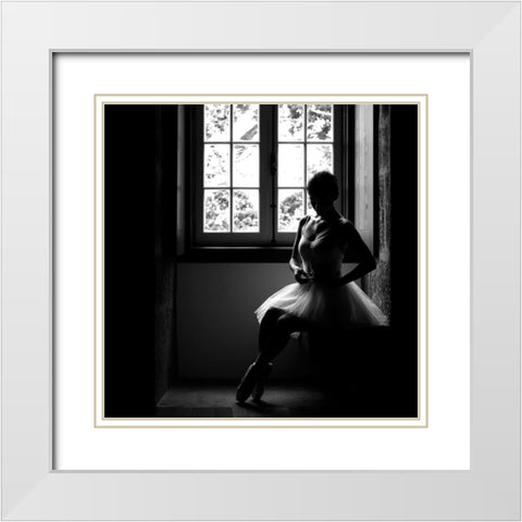 N-T White Modern Wood Framed Art Print with Double Matting by Medeiros, Paulo