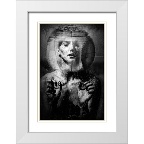 Untitled White Modern Wood Framed Art Print with Double Matting by Bousca, Bogdan