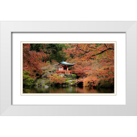 Fall In Love With Kyoto White Modern Wood Framed Art Print with Double Matting by Saito, Misaki