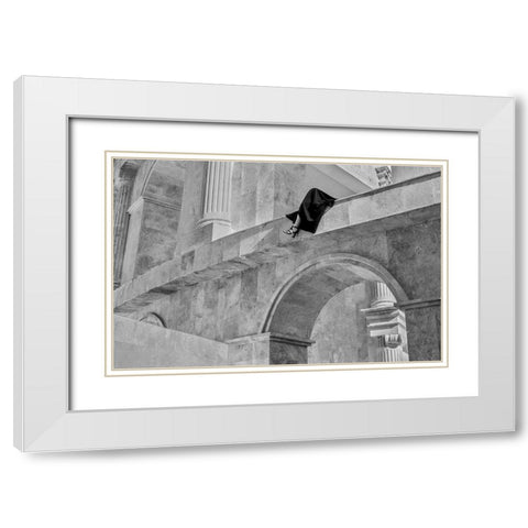 lines White Modern Wood Framed Art Print with Double Matting by Elahebeigi