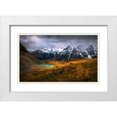 Larch Valley White Modern Wood Framed Art Print with Double Matting by P., Ruiqing