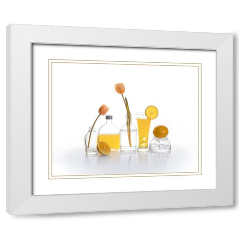 Orange Juice White Modern Wood Framed Art Print with Double Matting by GaoSL