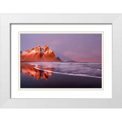 Purple wave White Modern Wood Framed Art Print with Double Matting by Groleau, Michel