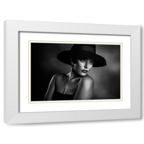Lady Ros White Modern Wood Framed Art Print with Double Matting by Tambe, Peppe