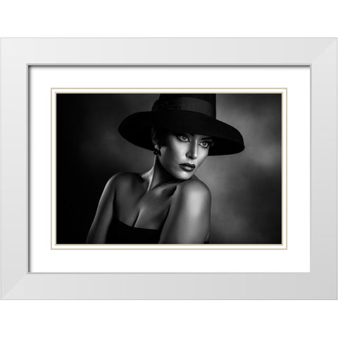 Lady Ros White Modern Wood Framed Art Print with Double Matting by Tambe, Peppe