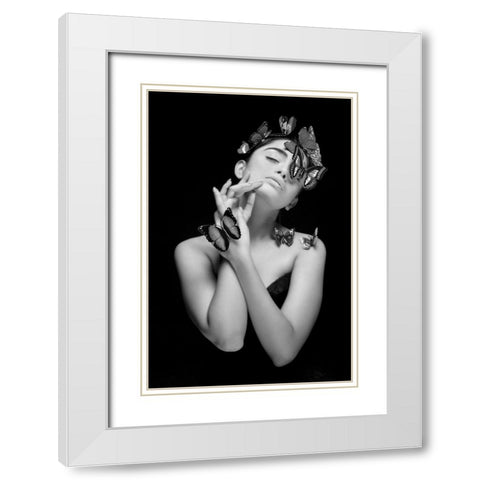 PASSION OF ELEGANCE IN MONOCHROME White Modern Wood Framed Art Print with Double Matting by Samanta, Joyraj