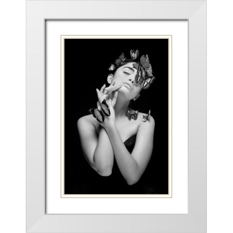 PASSION OF ELEGANCE IN MONOCHROME White Modern Wood Framed Art Print with Double Matting by Samanta, Joyraj
