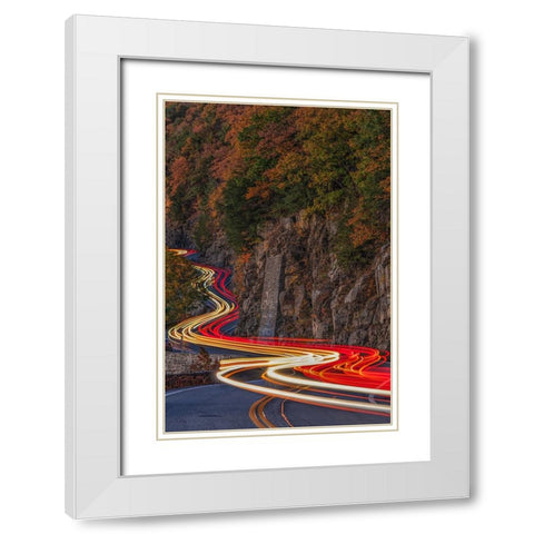 car trails White Modern Wood Framed Art Print with Double Matting by J Rao, Jenny
