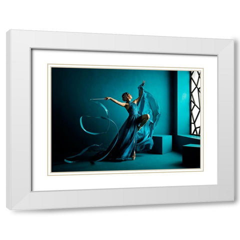 Blue Ribbon White Modern Wood Framed Art Print with Double Matting by Muliani Hartojo, Angela