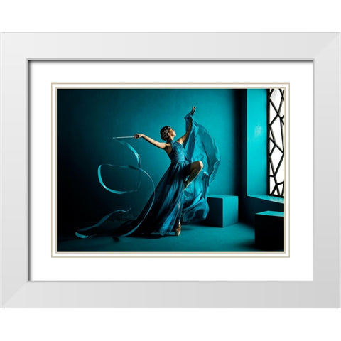 Blue Ribbon White Modern Wood Framed Art Print with Double Matting by Muliani Hartojo, Angela