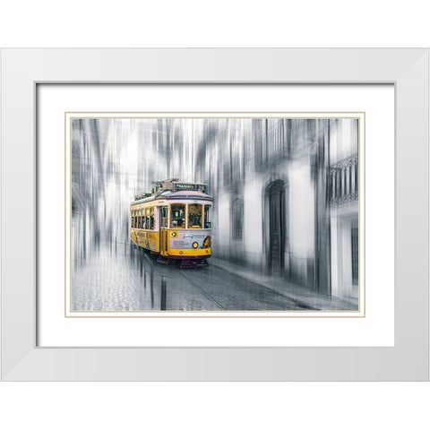 Lisboa White Modern Wood Framed Art Print with Double Matting by Reichelt, Dieter