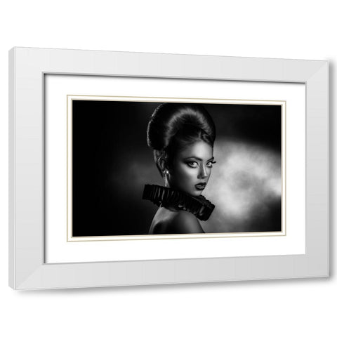 Anita 4 White Modern Wood Framed Art Print with Double Matting by Tambe, Peppe