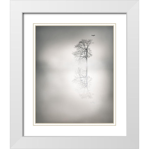 Mystic Flight White Modern Wood Framed Art Print with Double Matting by Gauvreau, Yves