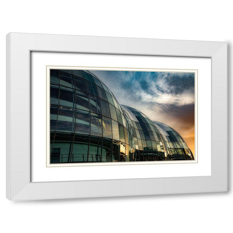 Twilight Domes White Modern Wood Framed Art Print with Double Matting by Wride, Linda